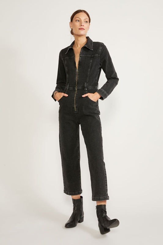 Farrah Denim-Jumpsuit - Black