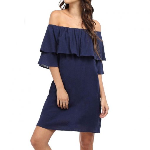 Haystack Off Shoulder Dress - Indigo