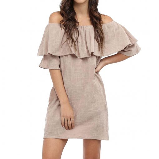 Haystack Off Shoulder Dress - Natural