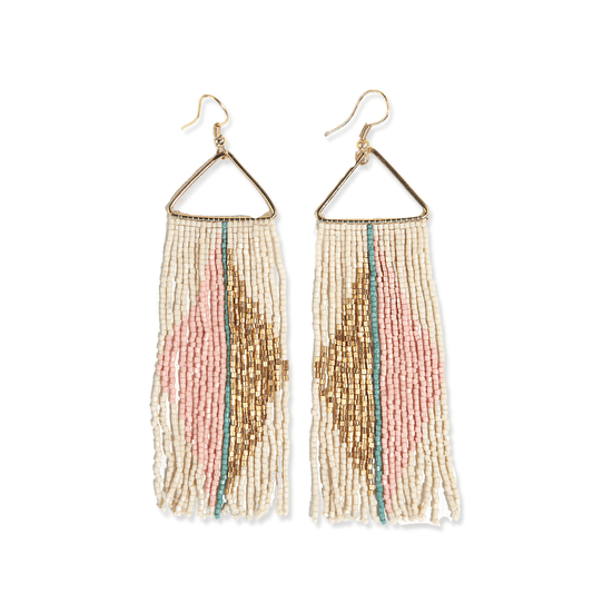 Erica Beaded Fringe Earrings - Blush