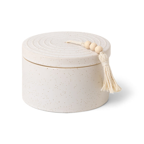Cypress + Fir Beaded Ceramic Candle - White Speckled