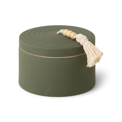 Cypress + Fir Beaded Ceramic Candle - Dark Green