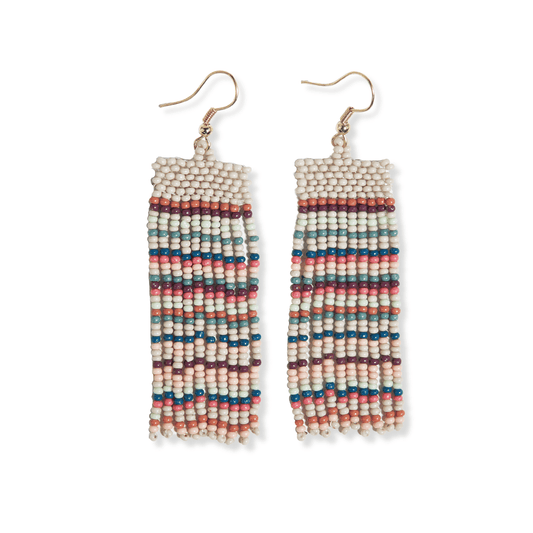 Adaline Beaded Fringe Earrings - Light Desert