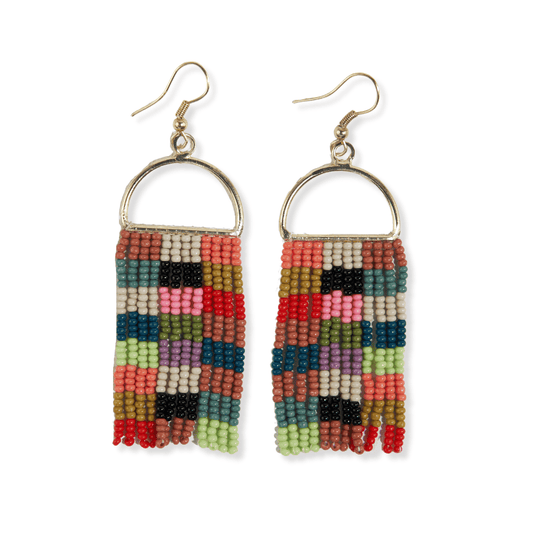 Allison Beaded Fringe Earrings - Multicolor