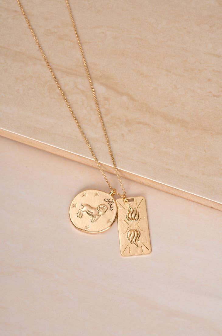 Zodiac Medallion Necklace - Aries