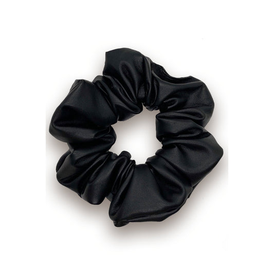 Faux Leather Scrunchie - Black