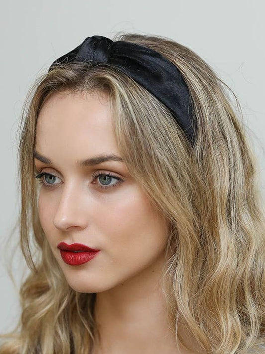 Velvet Twist Knot Headband - Black