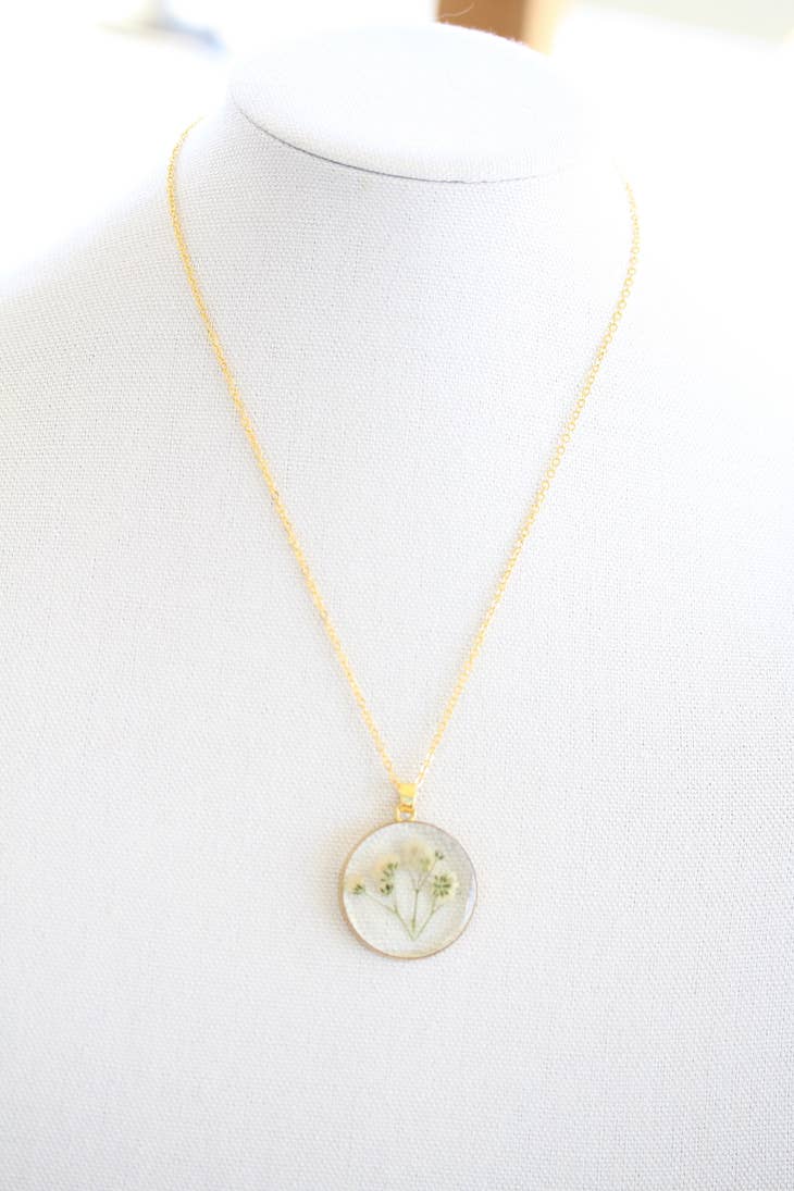 Pressed Flower Necklace - Baby's Breath