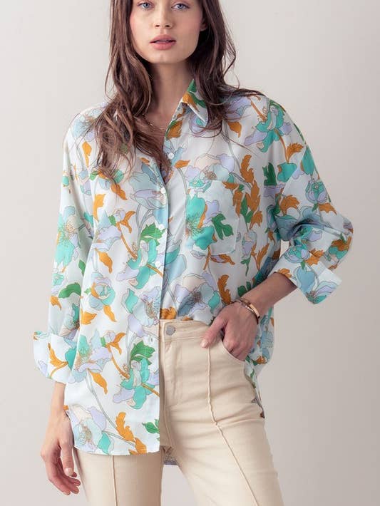 Summer Island Floral Shirt - Ivory - Final Sale