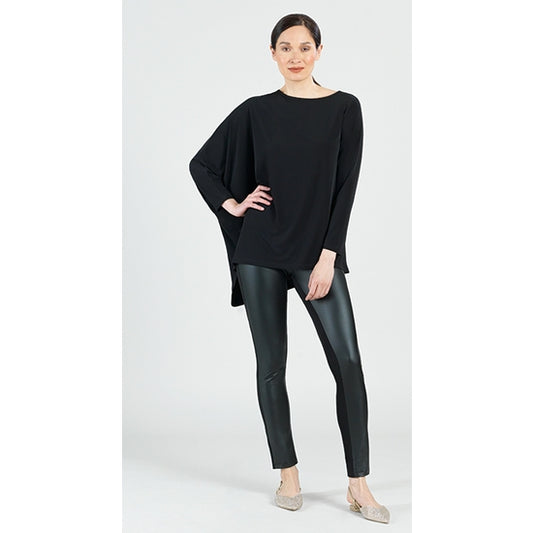 Free Flowing Angle Hem Tunic - Black