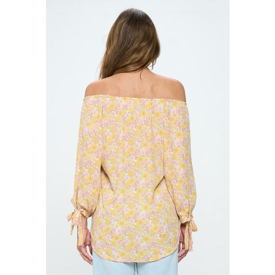 Ditsy Floral Off the Shoulder Top - Yellow
