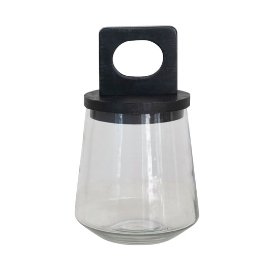 Small Glass Jar with Black Lid