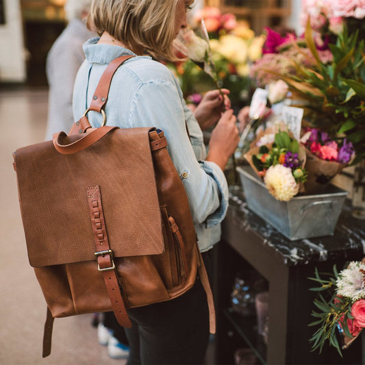 Renaissance Handmade Leather Backpack - Cognac