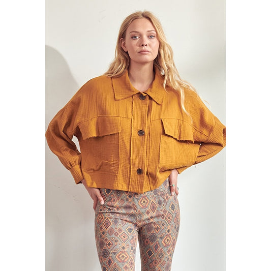 Woven Jacket Top - Camel