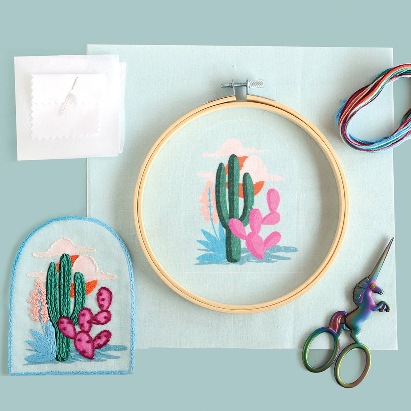 Cactus Embroidery Patch Kit