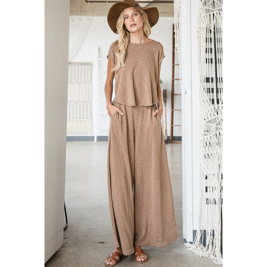 Wide Leg Jumpsuit - Mocha