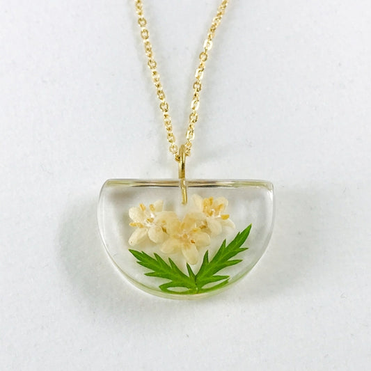 Botanical Half Moon Pendant - Elderberry Flower