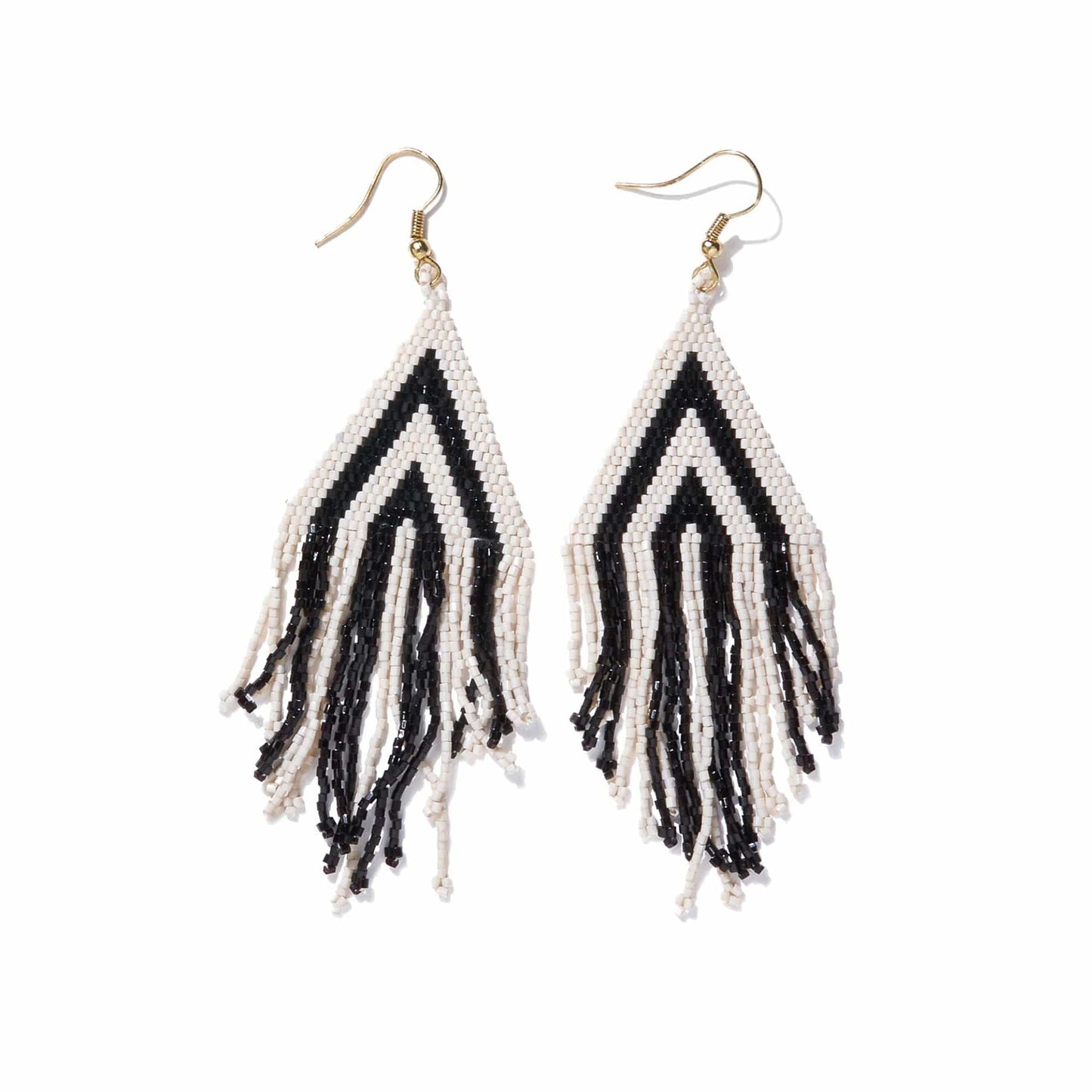 Stripe Fringe Earrings - Black Ivory