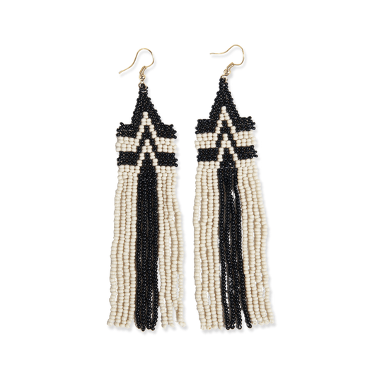 Danielle Beaded Fringe Earrings - Black