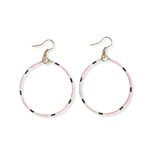 Kelly Beaded Hoop Earrings - Blush