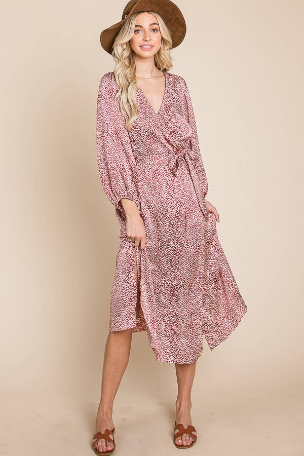 Kimono Wrap Maxi Dress - Burgundy