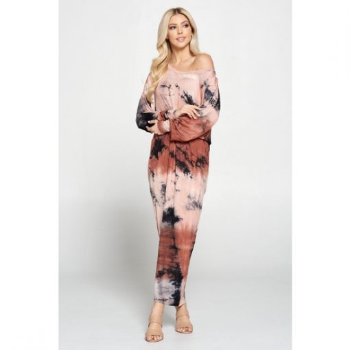 Long Sleeve Tie-Dye Maxi - Rust