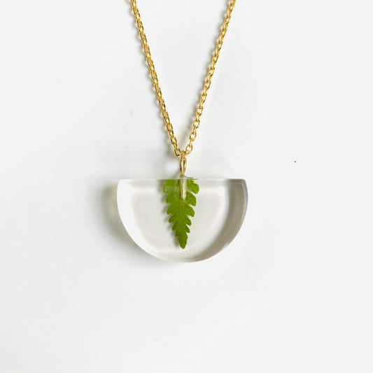 Botanical Half Moon Pendant - Fern