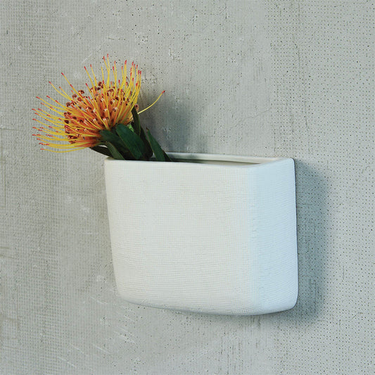 White Ceramic Wall Pocket - Large