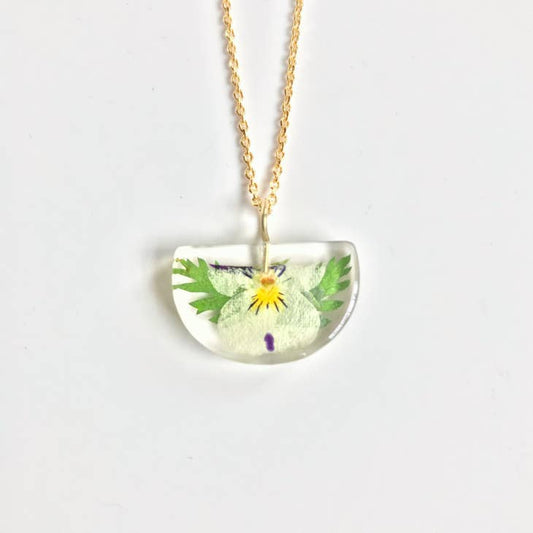 Botanical Mini Half Moon Pendant - Viola