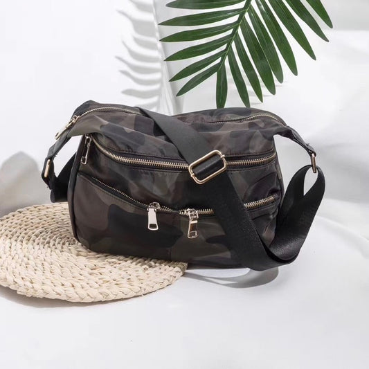 Nylon Zipper Pouch Bag - Green Camo