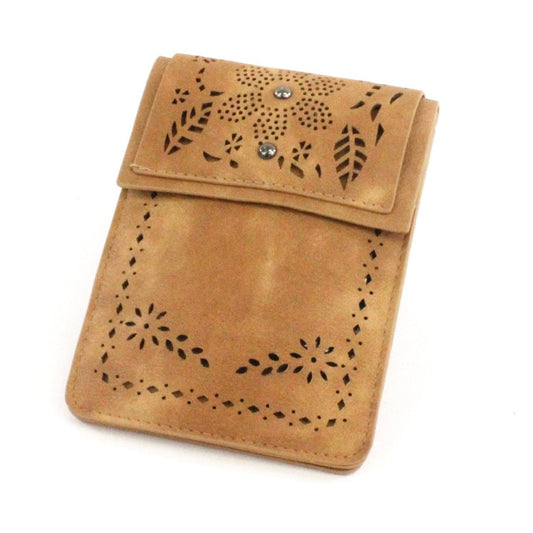 Floral Leather Crossbody - Camel