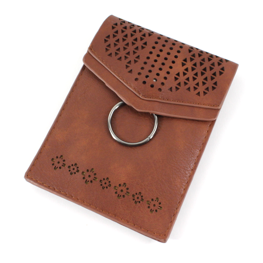 Geo Leather Crossbody - Brown