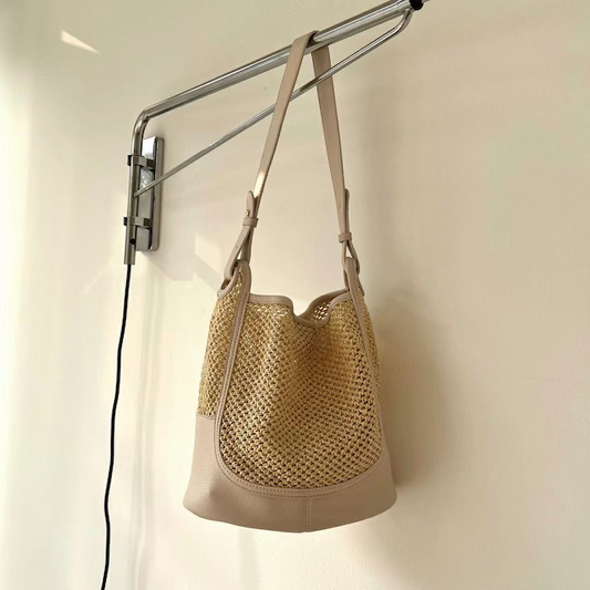 Woven Leather Bottom Tote - Ivy