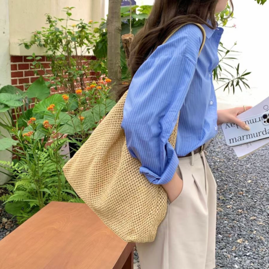 Woven Hobo Bag - Beige