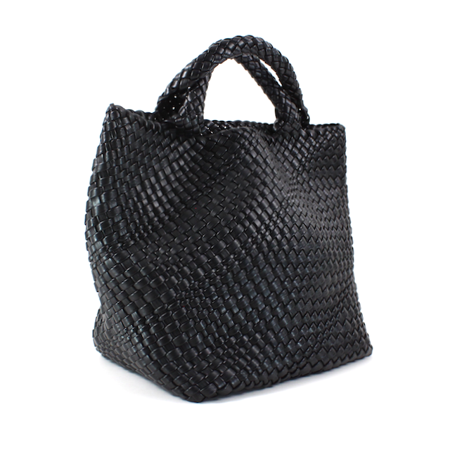 Large Leather Weave Tote - Black