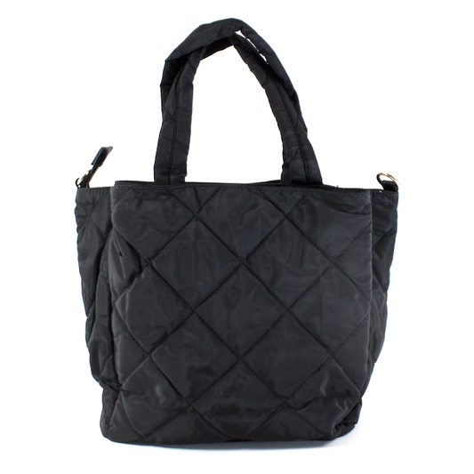 Quilted Shoulder Tote - Black