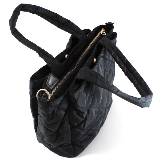 Quilted Shoulder Tote - Black