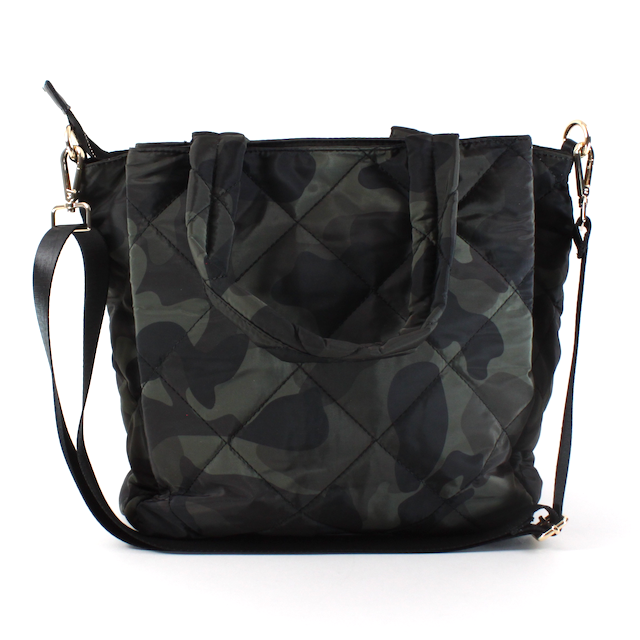 Quilted Shoulder Tote - Army Green