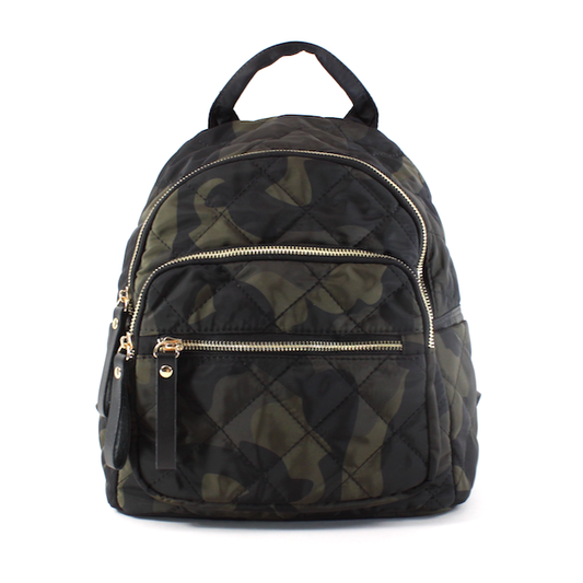 Quilted Backpack - Camo Green