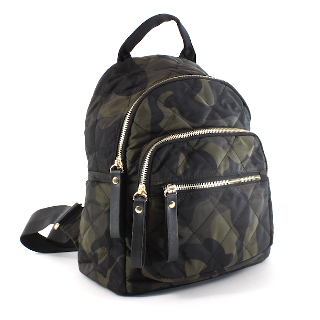 Quilted Backpack - Camo Green