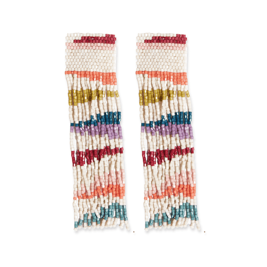 Belle Beaded Fringe Earrings - Rainbow