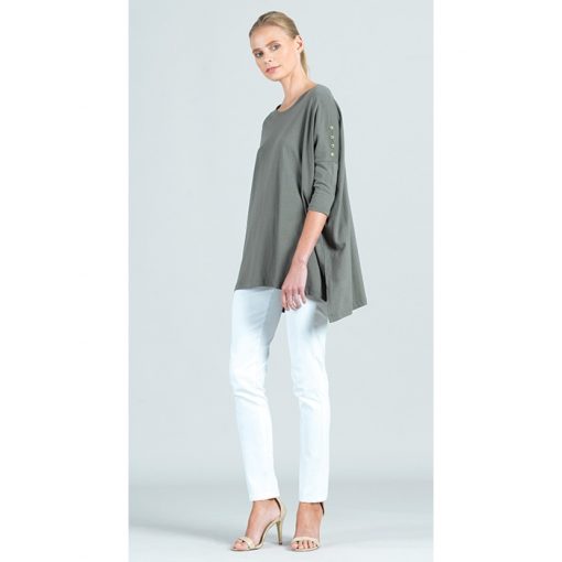 Button Sleeve Tunic - Olive