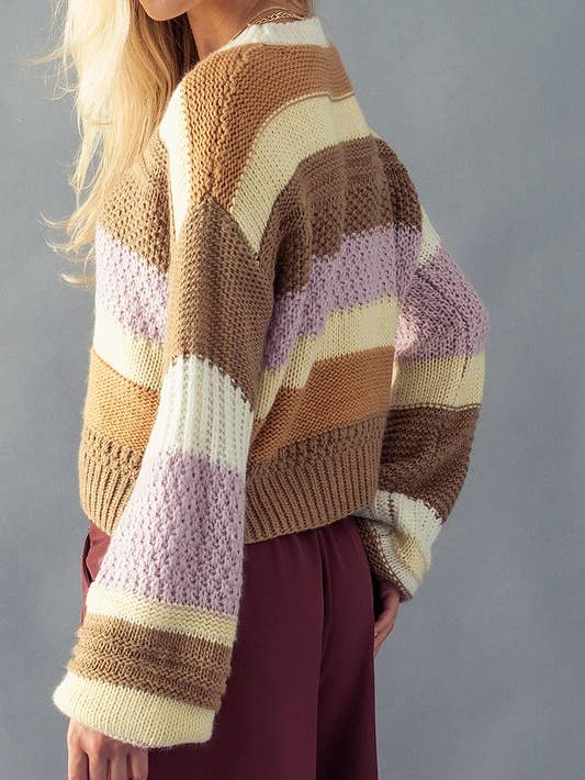 Textured Crew Knit Sweater - Multi