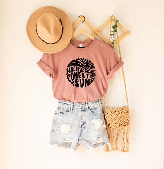 Here Comes The Sun Tee - Heather Mauve