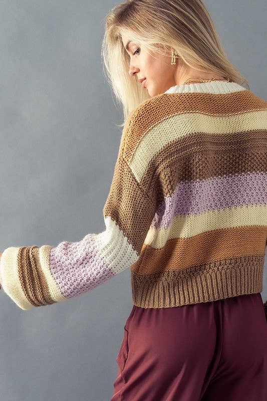 Textured Crew Knit Sweater - Multi