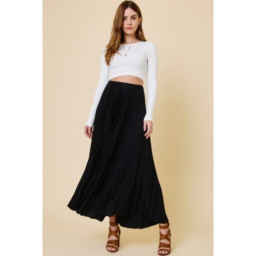 Pleated Maxi Skirt - Black