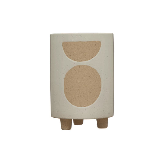 Stoneware Footed Planter with Circle