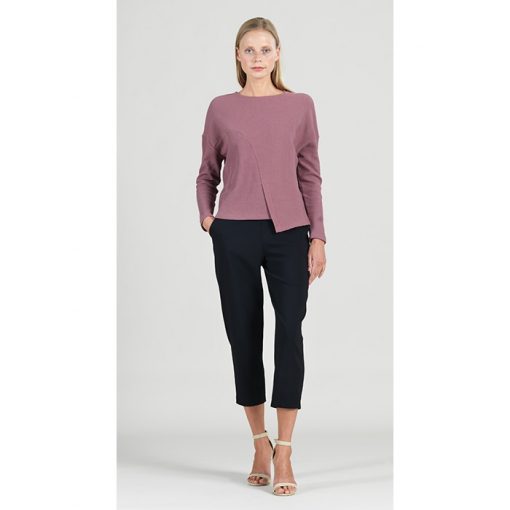 Uneven Hem Rib Sweater - Mauve