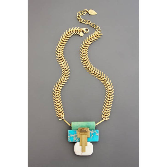 Fish Bone Geo Pendant Necklace