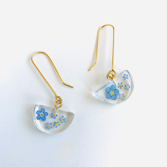 Mini Half Moon Earrings - Forget Me Not